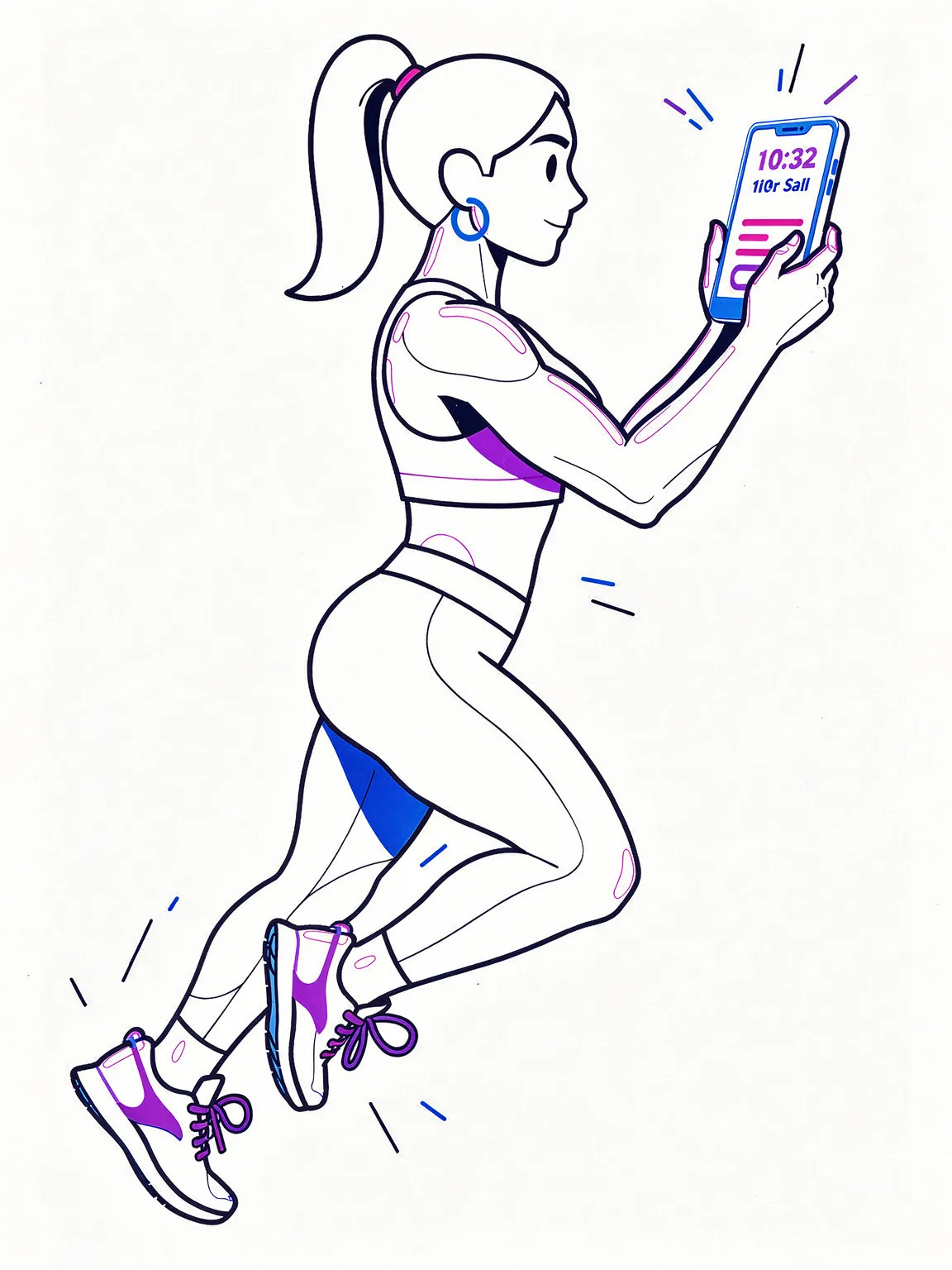 Fitness creator holding a phone displaying the In Pursuit Gym Timer app